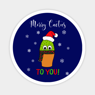 Merry Cactus To You - Cute Cactus With Christmas Scarf Magnet